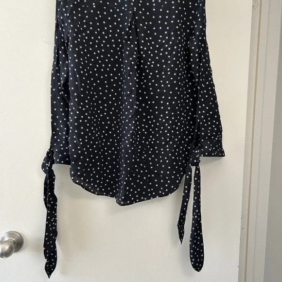 NEW! Madewell Black Silk Tie-Sleeve Top - Picture 3 of 6